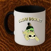 Too Fast Turtle Riding Sloth Coffee Mug thumb 2