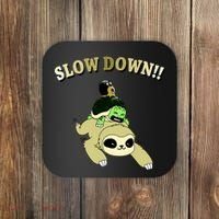 Too Fast Turtle Riding Sloth Coaster thumb 0