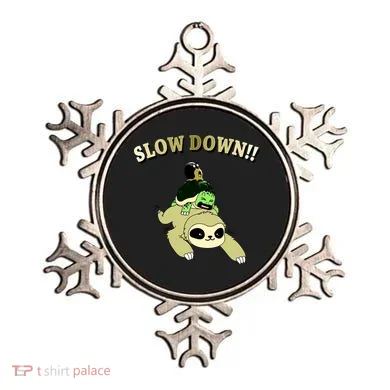 Too Fast Turtle Riding Sloth Ornament