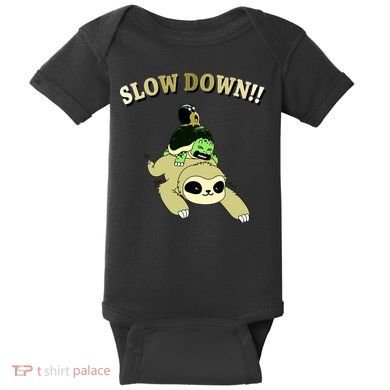 Too Fast Turtle Riding Sloth Baby Bodysuit