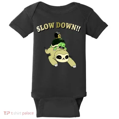Too Fast Turtle Riding Sloth Baby Bodysuit