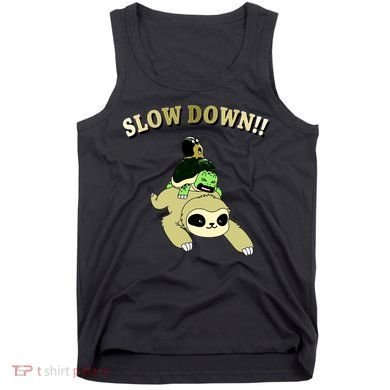 Too Fast Turtle Riding Sloth Tank Top