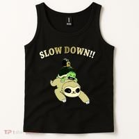 Too Fast Turtle Riding Sloth Tank Top thumb 2