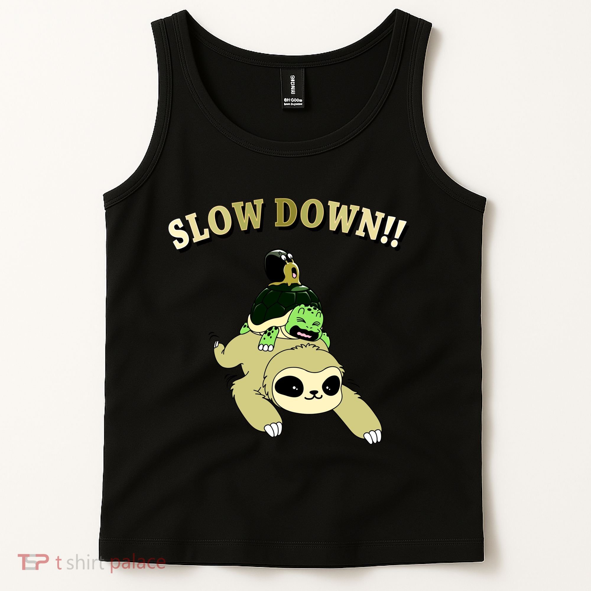 Too Fast Turtle Riding Sloth Tank Top