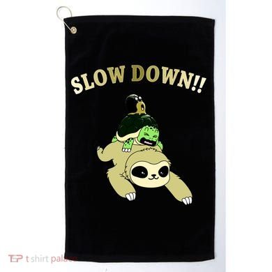 Too Fast Turtle Riding Sloth Golf Towel