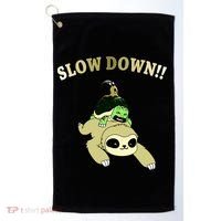 Too Fast Turtle Riding Sloth Golf Towel thumb 0