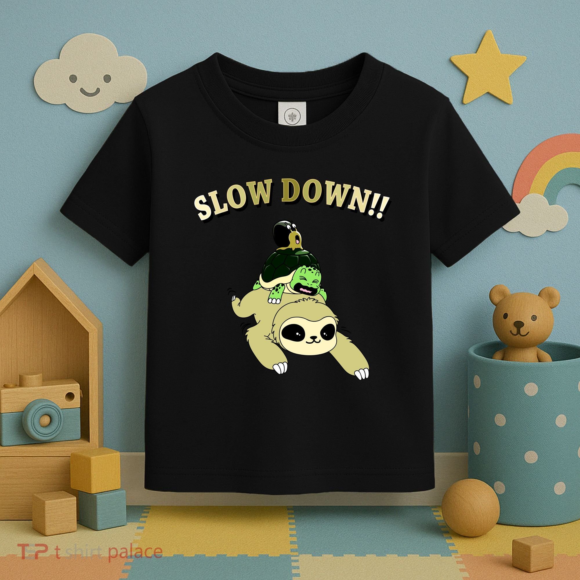 Too Fast Turtle Riding Sloth Toddler T-Shirt