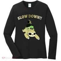 Too Fast Turtle Riding Sloth Women's Long Sleeve Shirt thumb 0
