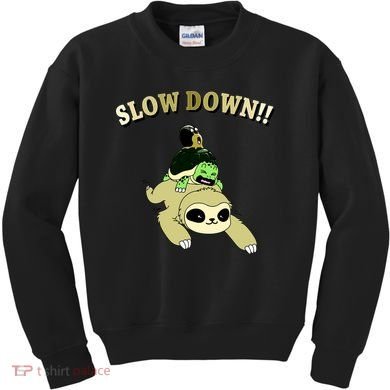 Too Fast Turtle Riding Sloth Kids Sweatshirt