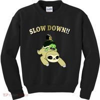 Too Fast Turtle Riding Sloth Kids Sweatshirt thumb 0