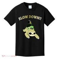 Too Fast Turtle Riding Sloth Kids T-Shirt thumb 0