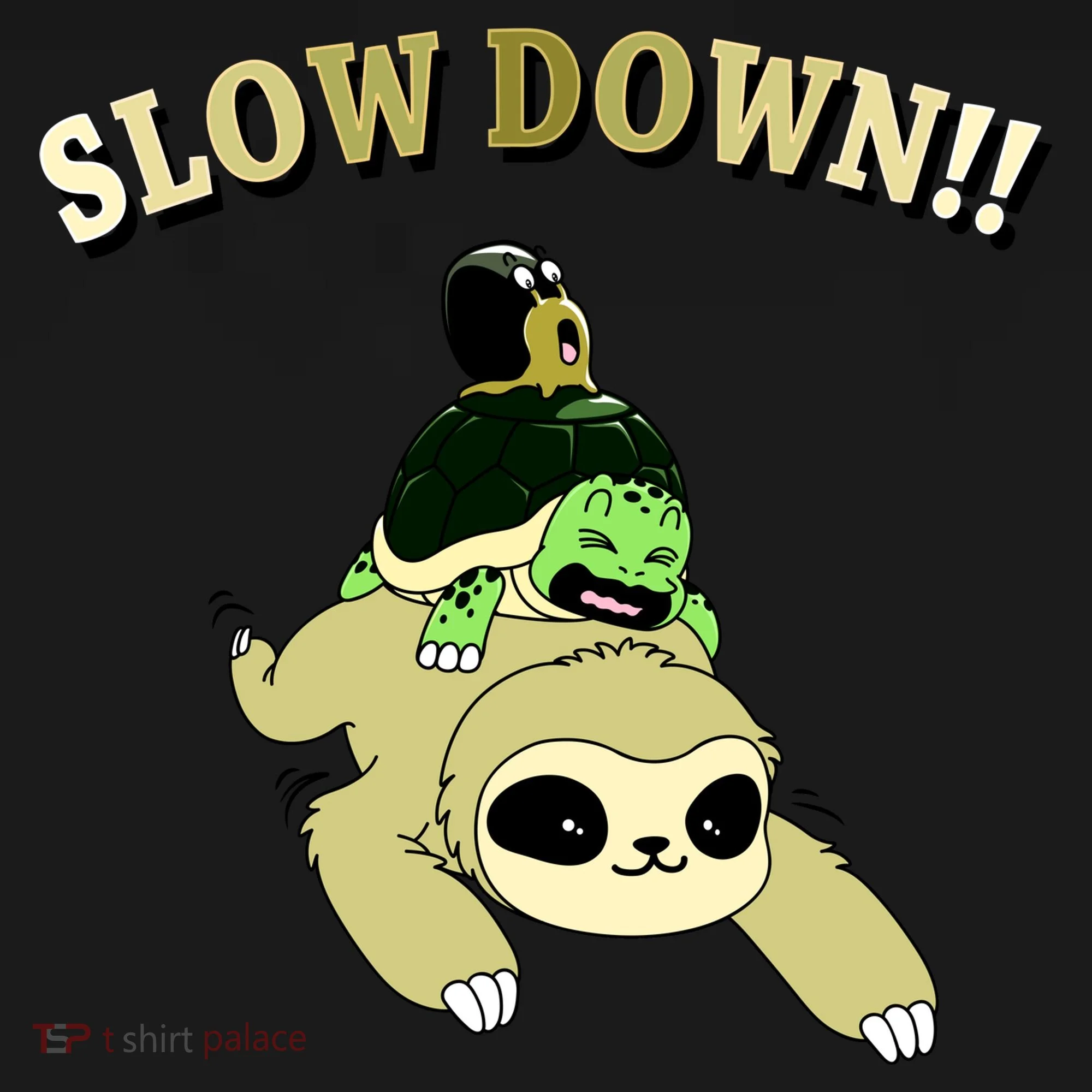 Too Fast Turtle Riding Sloth Kids T-Shirt