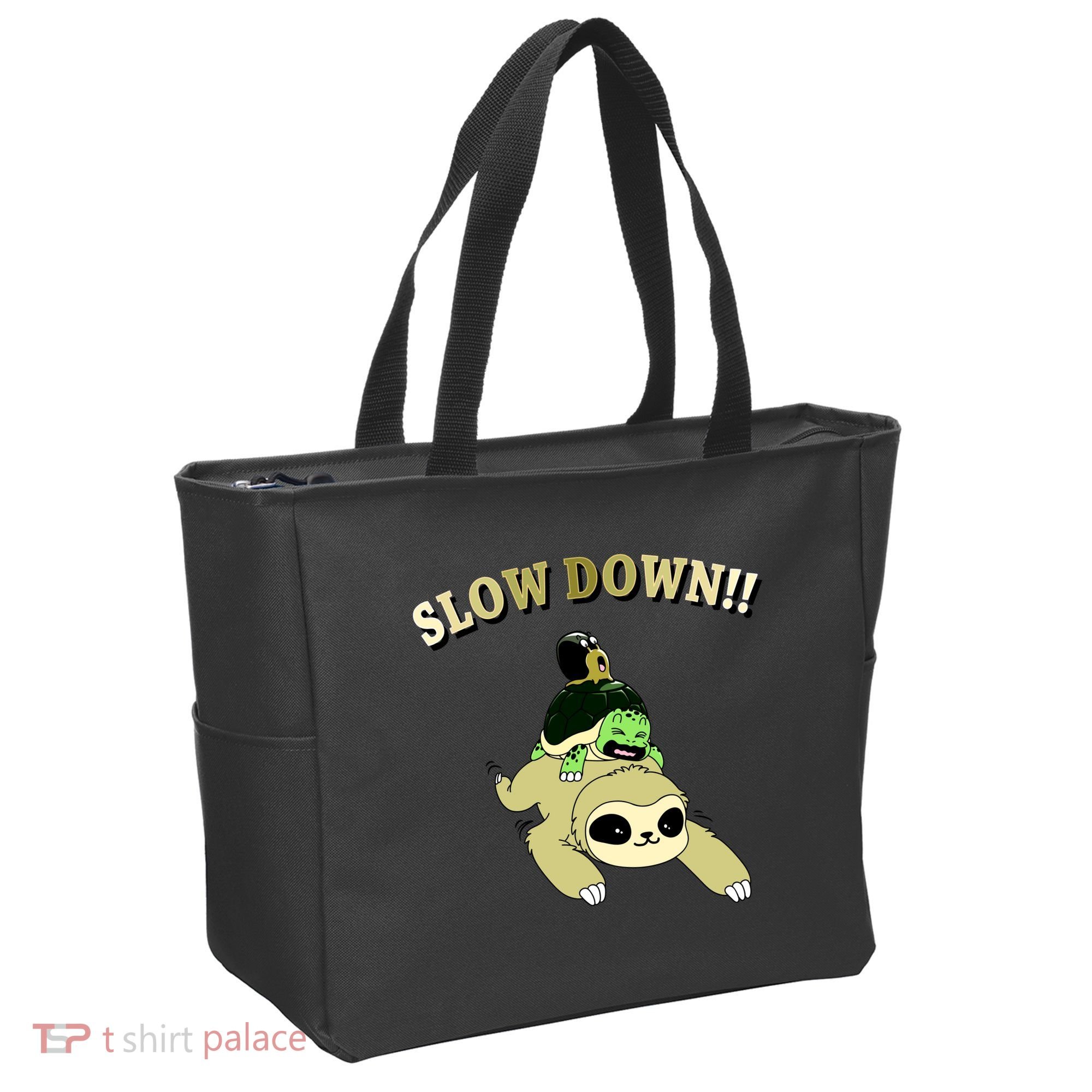 Too Fast Turtle Riding Sloth Tote Bag