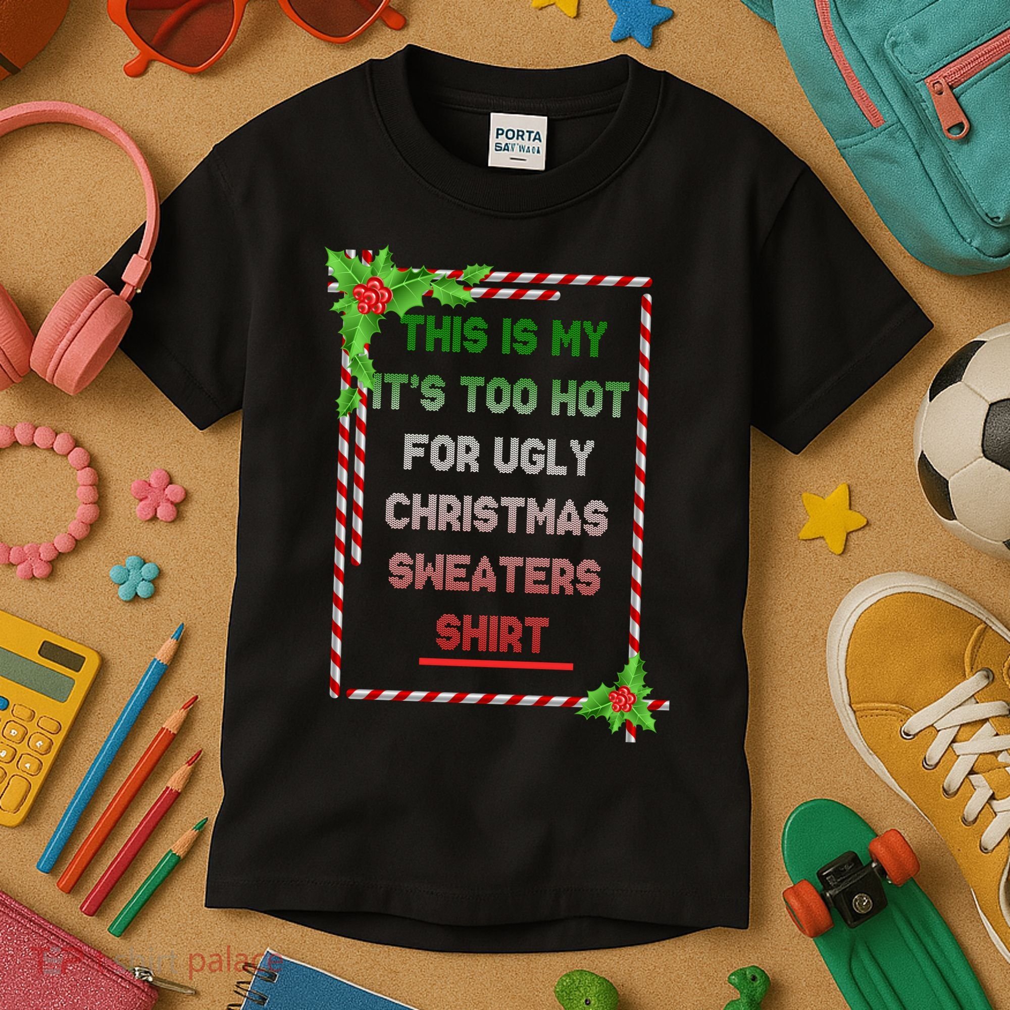 Too Hot For Christmas Sweaters Shirt Kids T-Shirt