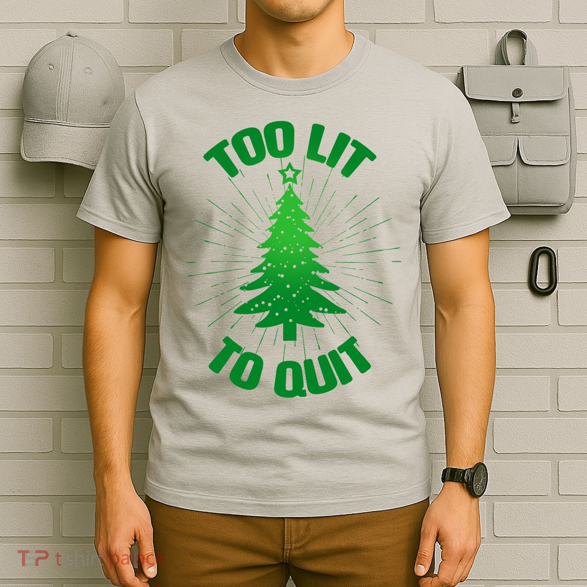 Too Lit Too Quit Funny Christmas Tree T-Shirt