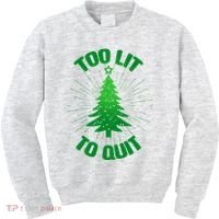 Too Lit Too Quit Funny Christmas Tree Kids Sweatshirt thumb 0