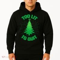 Too Lit Too Quit Funny Christmas Tree Hoodie thumb 2