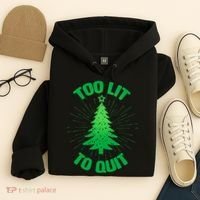 Too Lit Too Quit Funny Christmas Tree Hoodie thumb 4