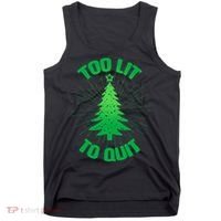 Too Lit Too Quit Funny Christmas Tree Tank Top thumb 0