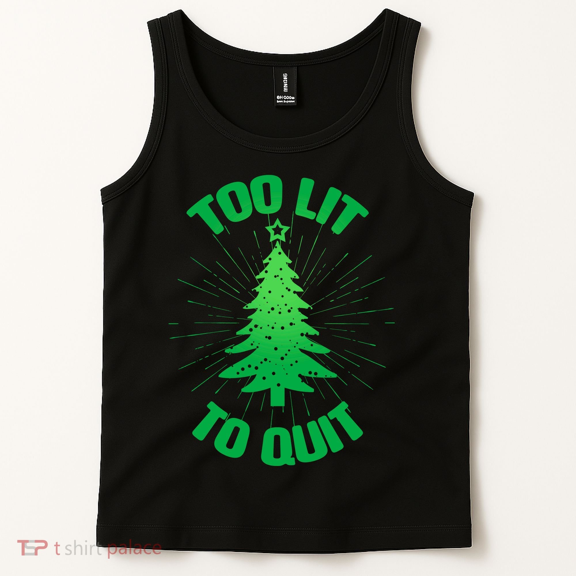 Too Lit Too Quit Funny Christmas Tree Tank Top