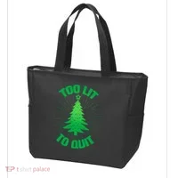 Too Lit Too Quit Funny Christmas Tree Tote Bag thumb 3