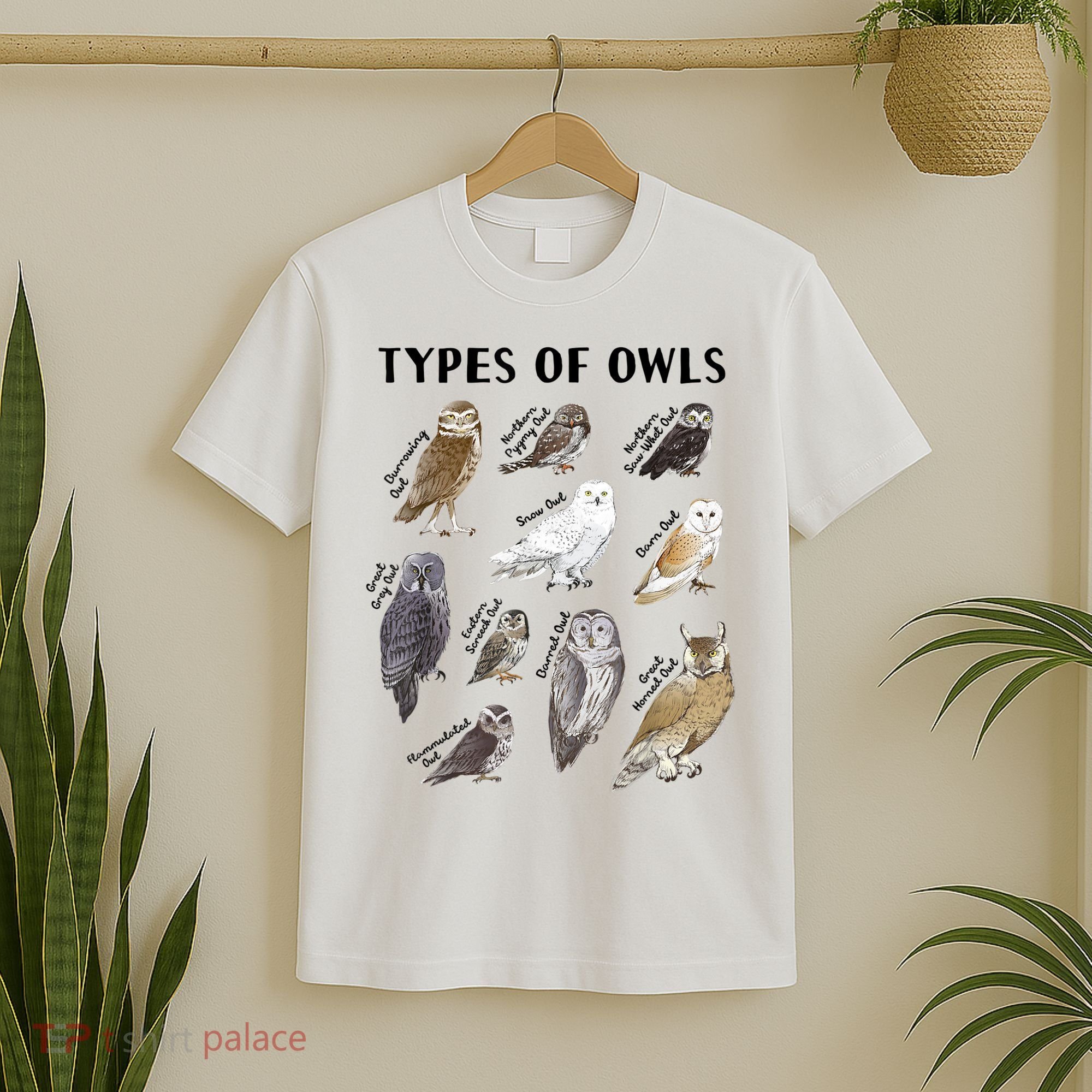 Types Of Owls Educational Collection Cute Owl Lover T-Shirt