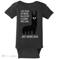 The Odds Of Being Killed By A Llama Are Low But Never Zero Baby Bodysuit thumb 0