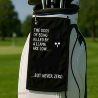 The Odds Of Being Killed By A Llama Are Low But Never Zero Golf Towel thumb 2