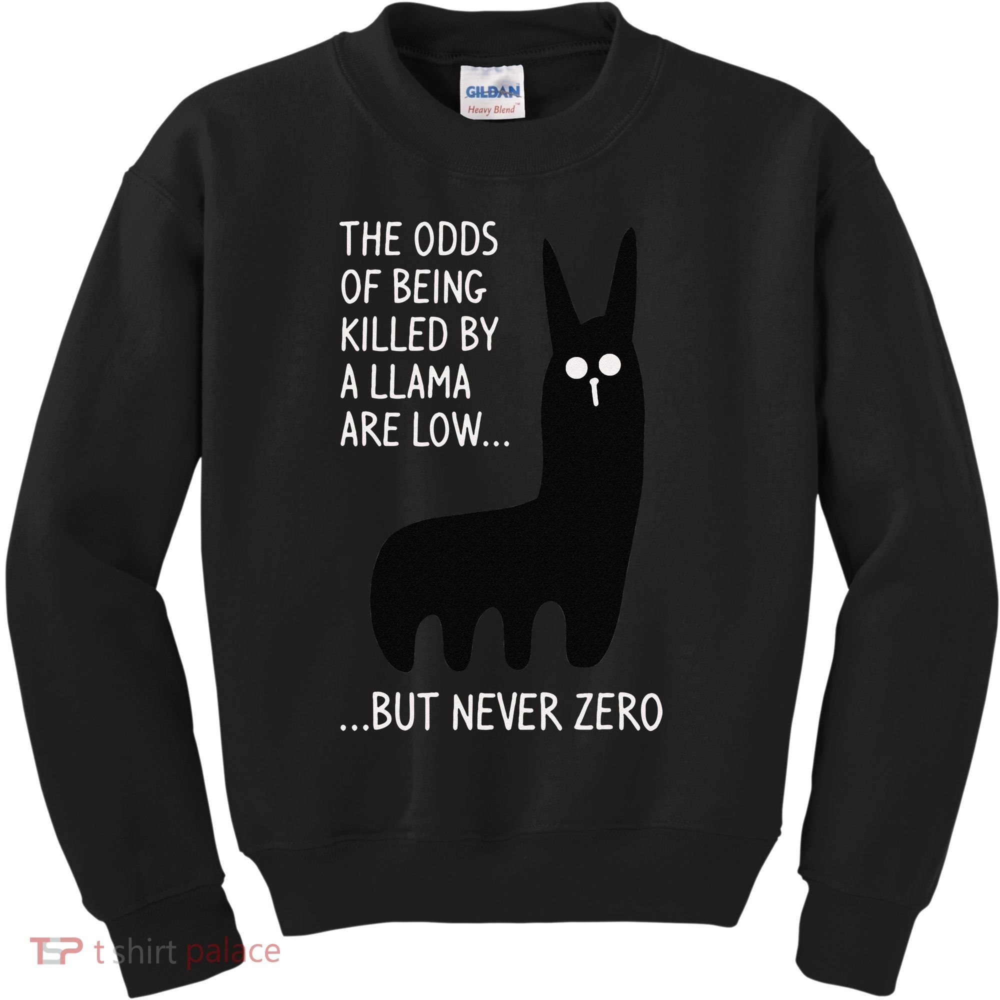 The Odds Of Being Killed By A Llama Are Low But Never Zero Kids Sweatshirt