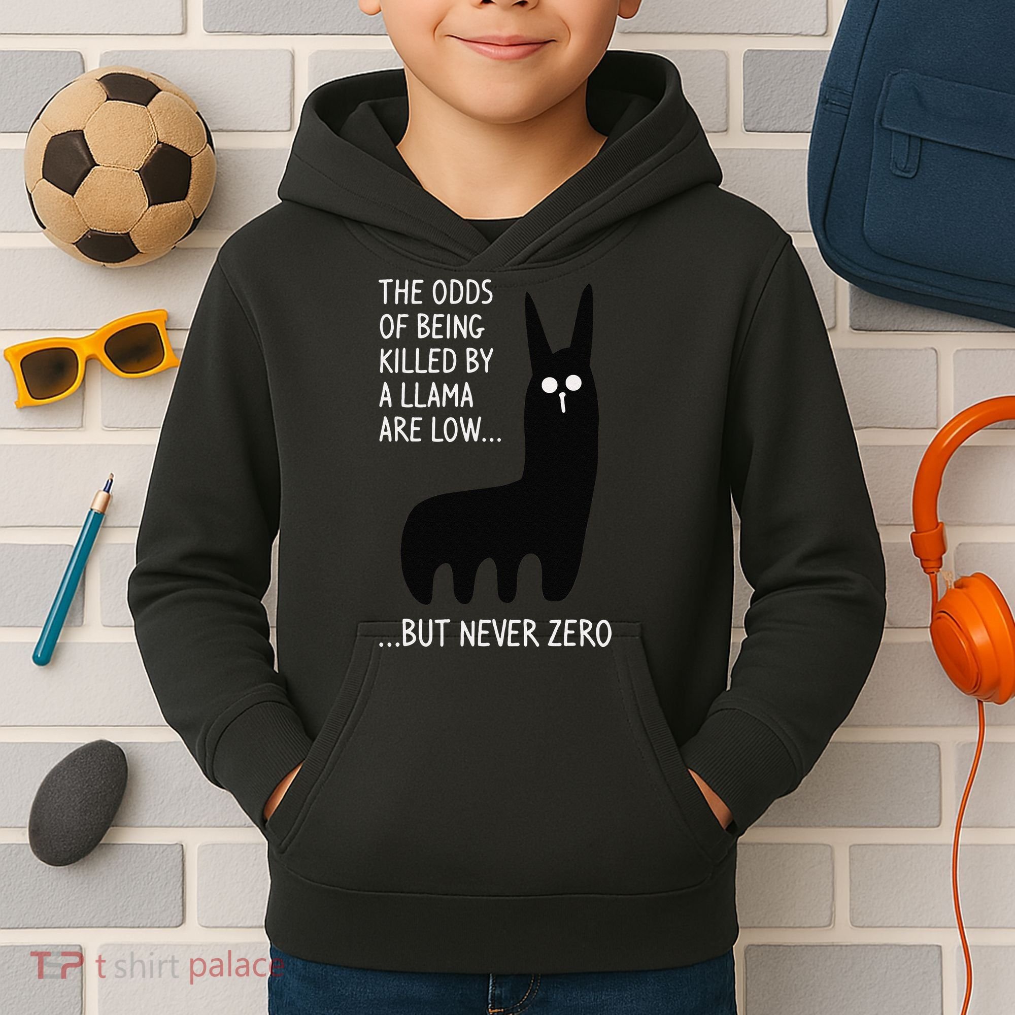 The Odds Of Being Killed By A Llama Are Low But Never Zero Kids Hoodie
