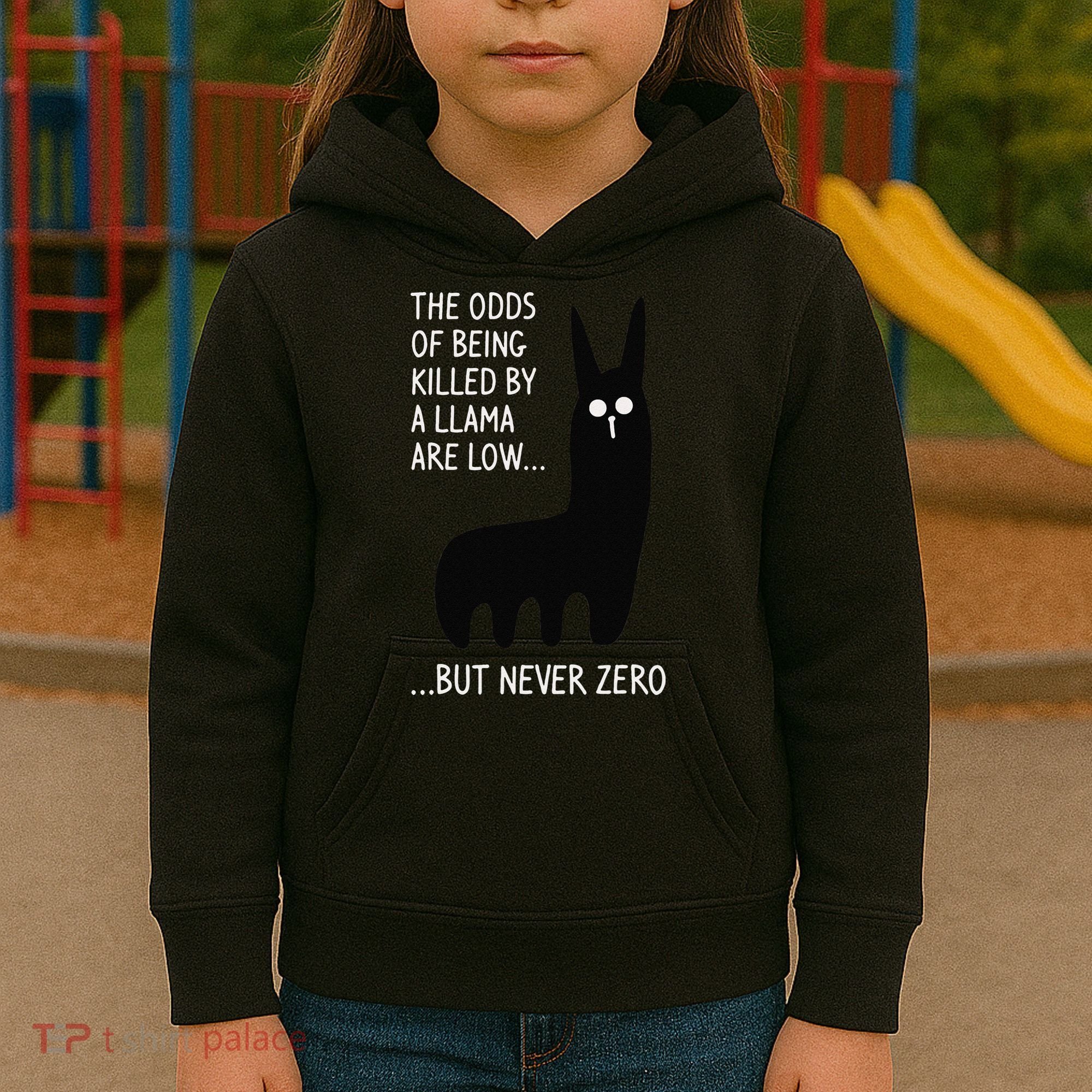 The Odds Of Being Killed By A Llama Are Low But Never Zero Kids Hoodie