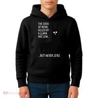 The Odds Of Being Killed By A Llama Are Low But Never Zero Kids Hoodie thumb 4