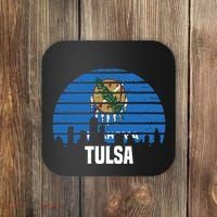 Tulsa Oklahoma Ok Group City Trip Silhouette Flag Coaster thumb 0