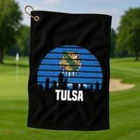 Tulsa Oklahoma Ok Group City Trip Silhouette Flag Golf Towel thumb 1