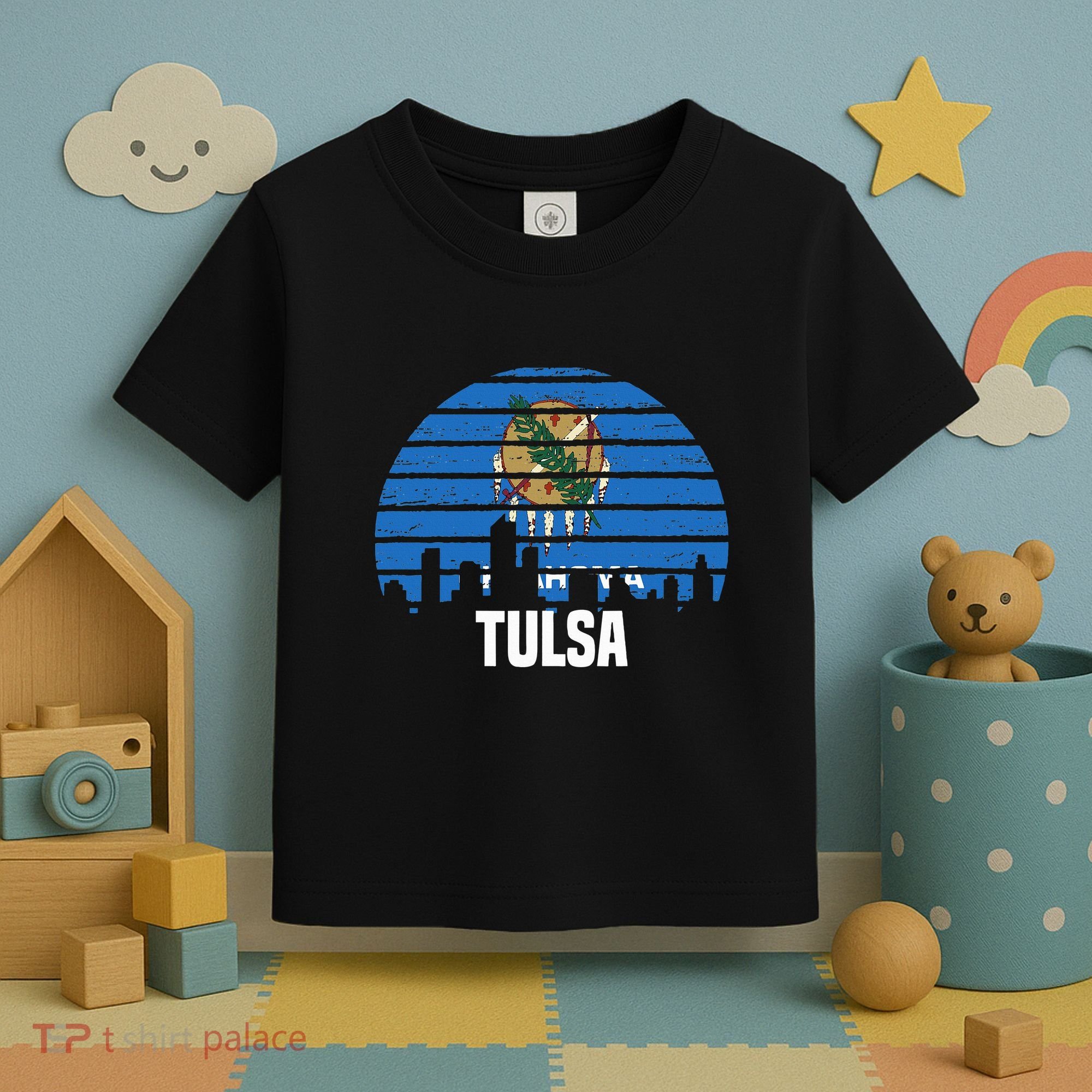 Tulsa Oklahoma Ok Group City Trip Silhouette Flag Toddler T-Shirt