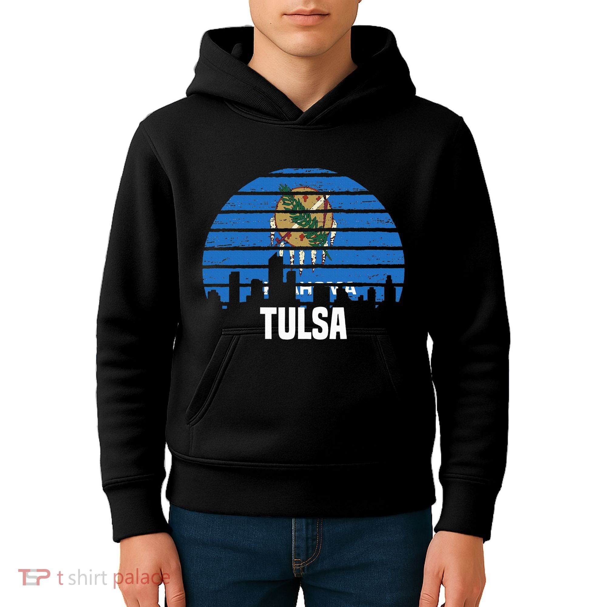 Tulsa Oklahoma Ok Group City Trip Silhouette Flag Kids Hoodie