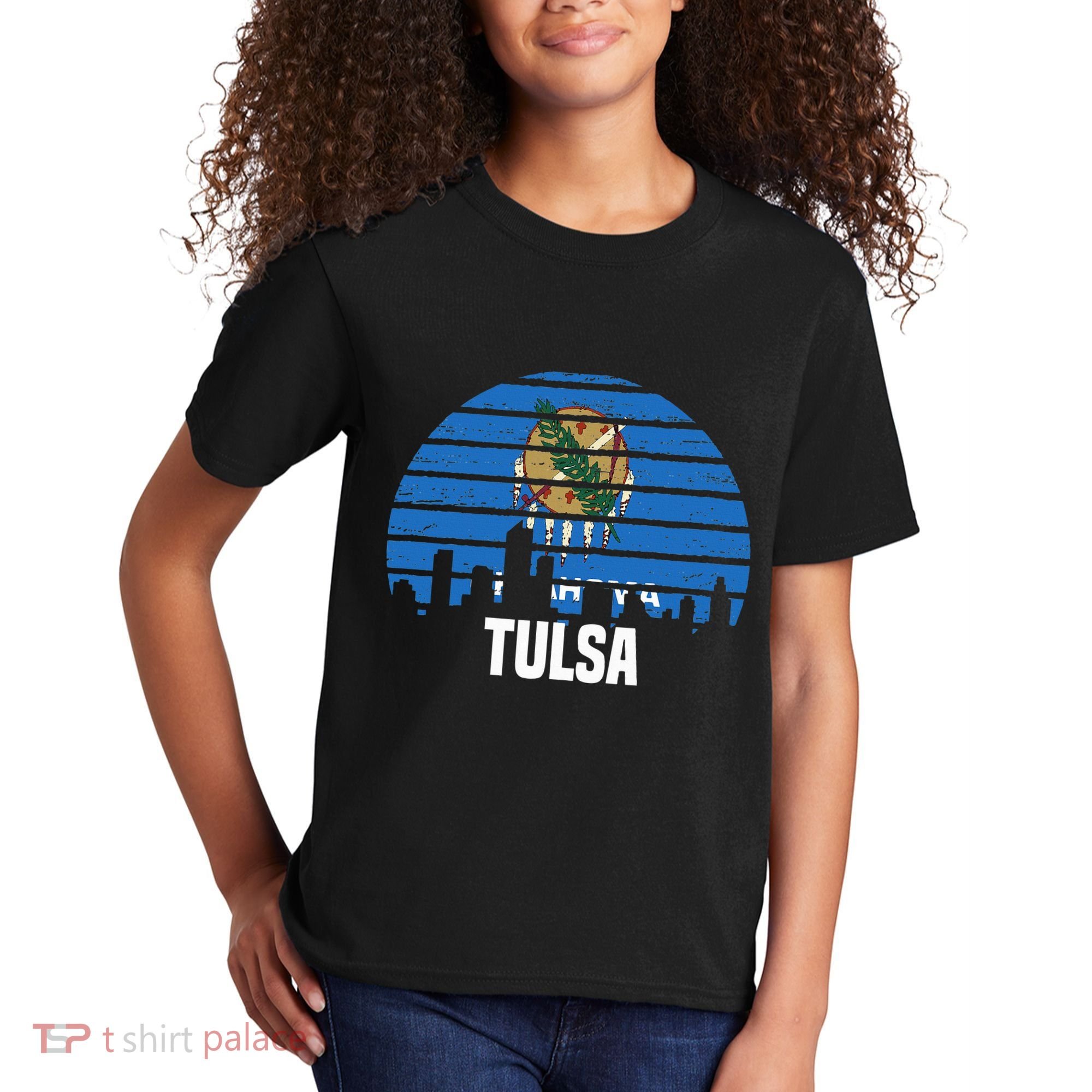 Tulsa Oklahoma Ok Group City Trip Silhouette Flag Kids T-Shirt