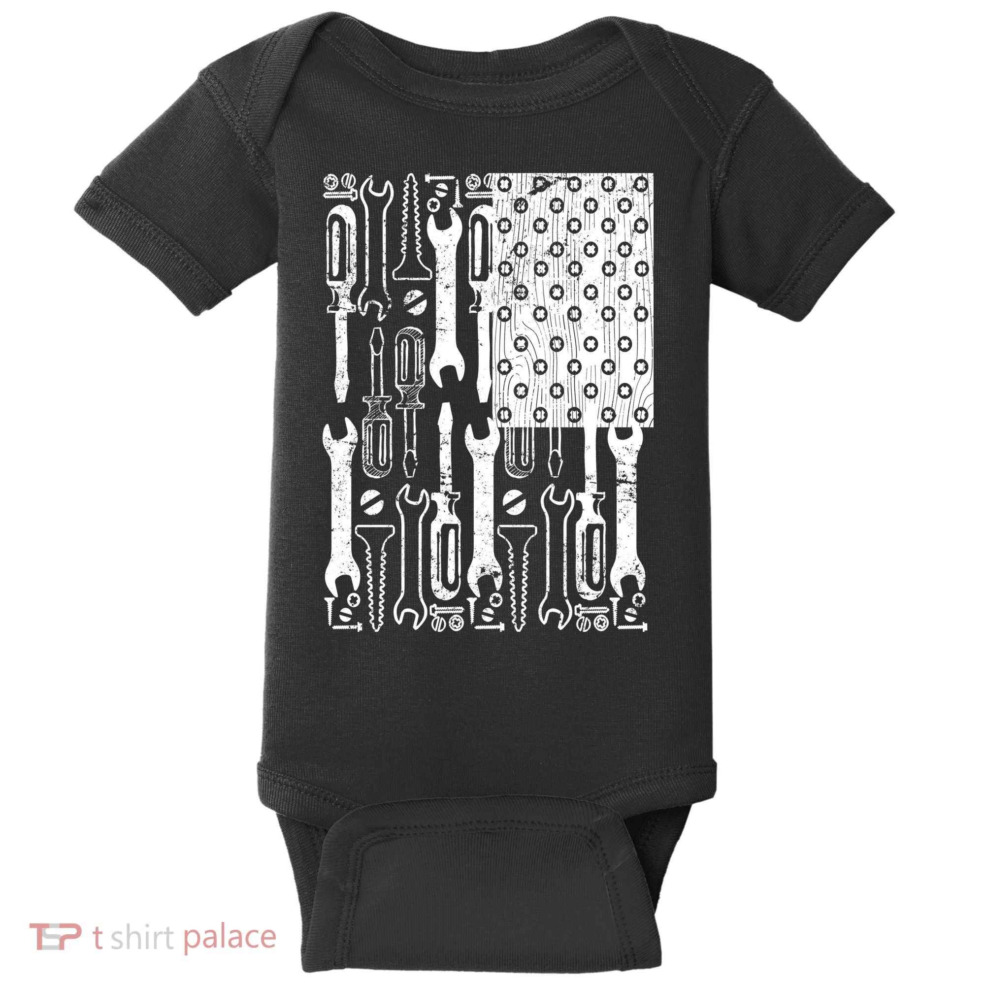 Tool American flag Mechanic Baby Bodysuit