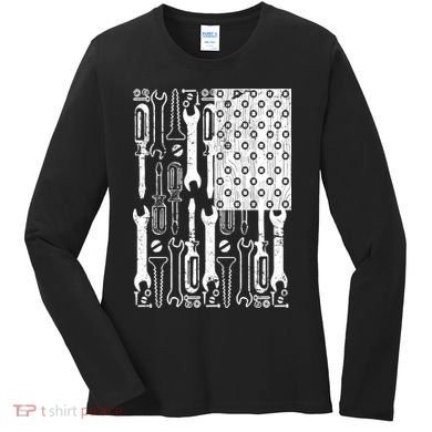 Tool American flag Mechanic Women's Long Sleeve Shirt