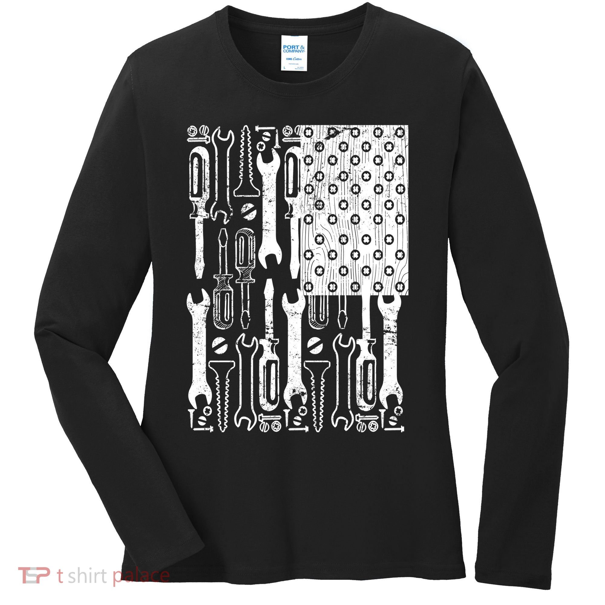 Tool American flag Mechanic Women's Long Sleeve Shirt