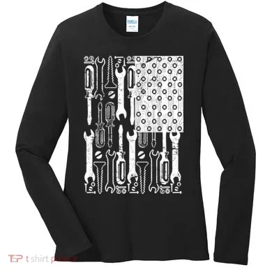 Tool American flag Mechanic Women's Long Sleeve Shirt