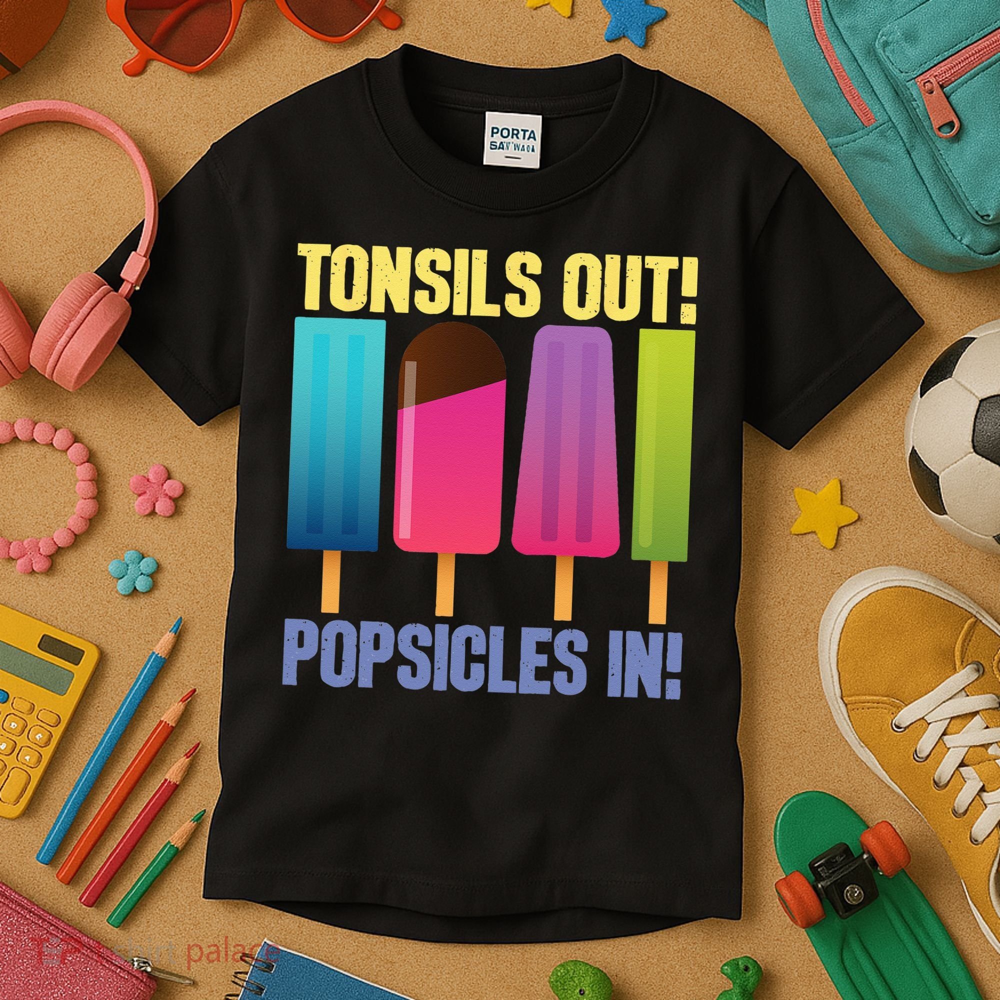 Tonsils Out Popsicles In Tonsillectomy Removal Surgery Kids T-Shirt