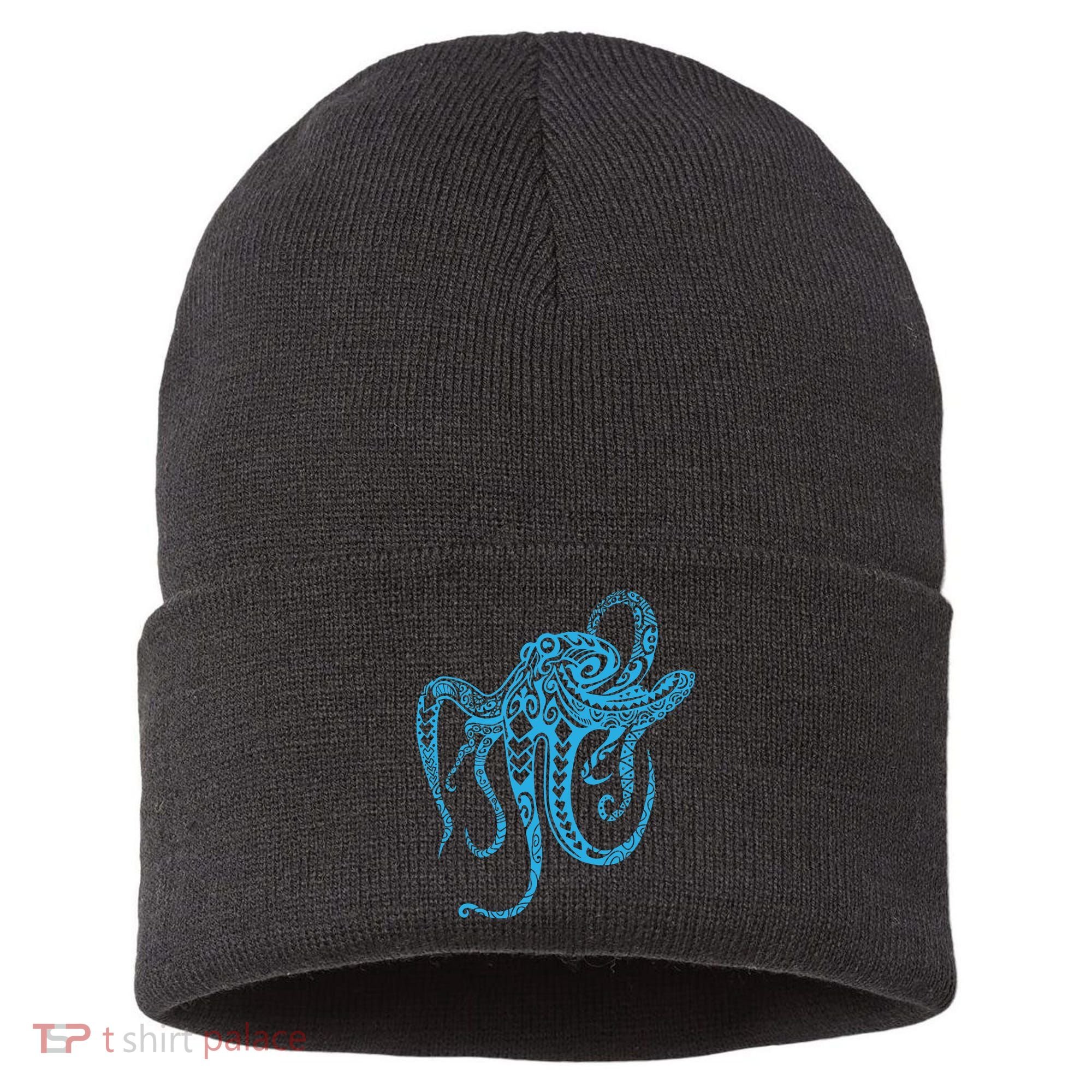 Tribal Octopus Polynesian Tribal Octopus Sustainable Knit Beanie