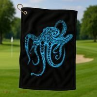 Tribal Octopus Polynesian Tribal Octopus Golf Towel thumb 1