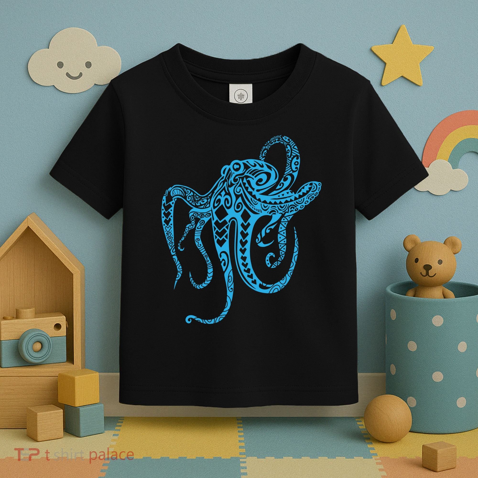Tribal Octopus Polynesian Tribal Octopus Toddler T-Shirt
