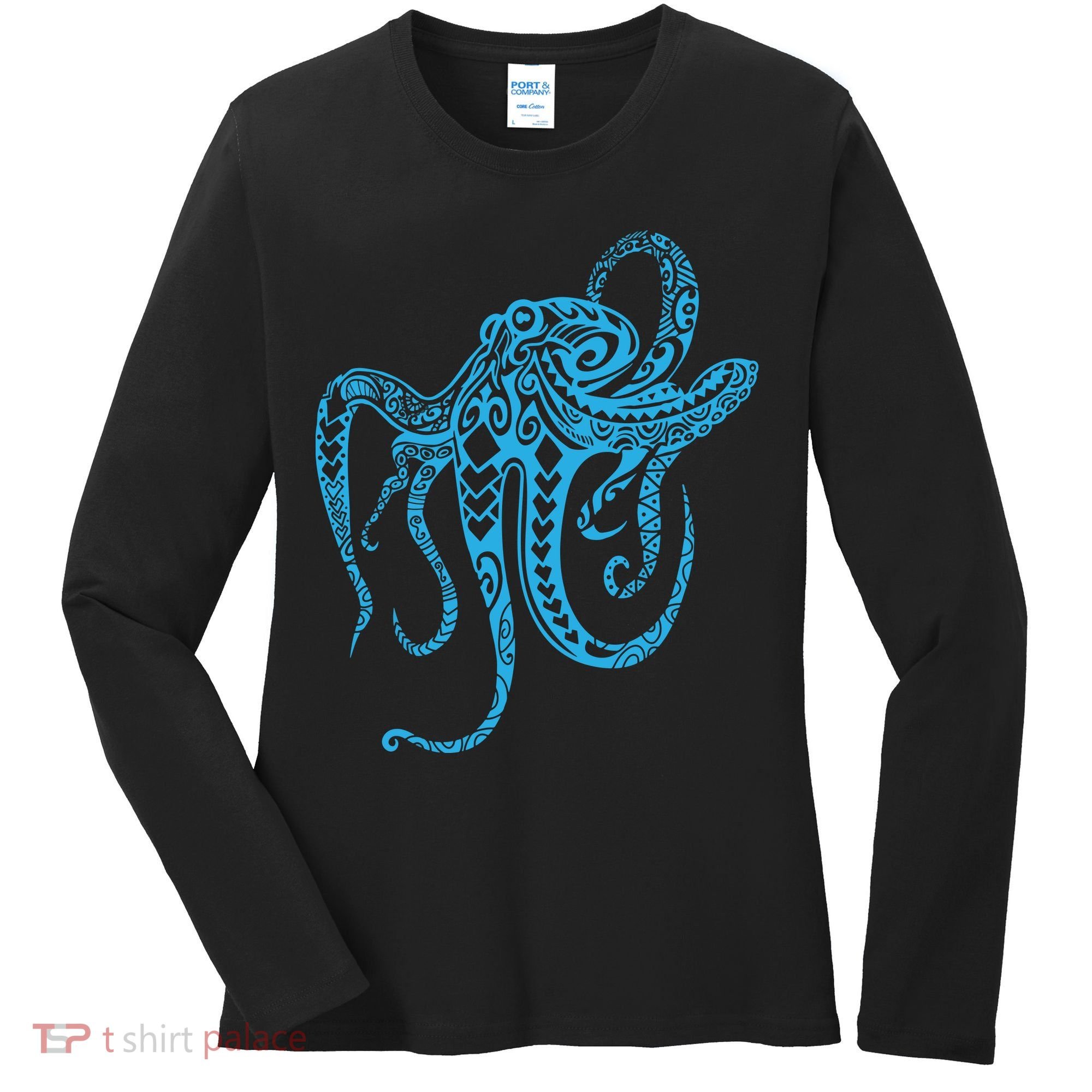Tribal Octopus Polynesian Tribal Octopus Women's Long Sleeve Shirt
