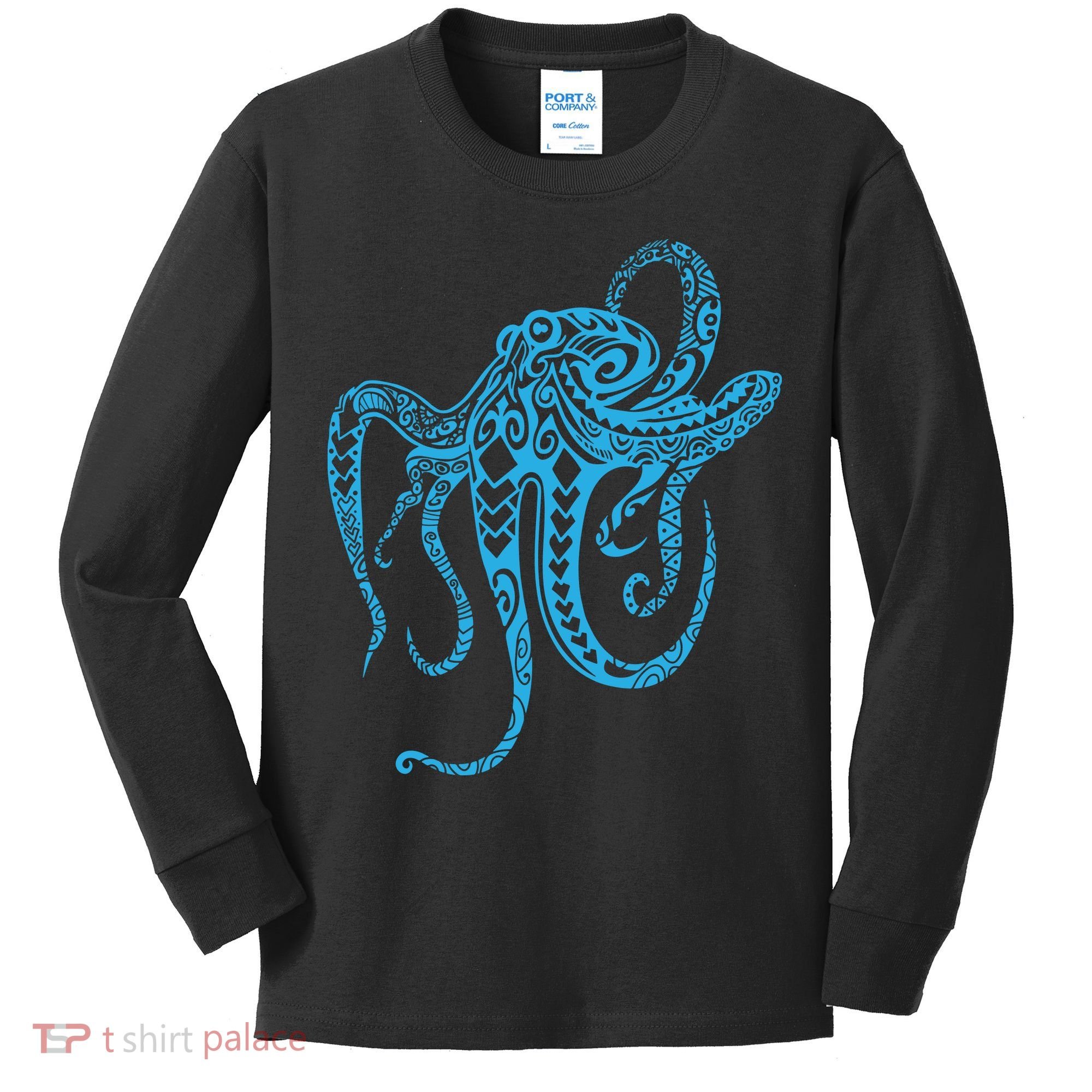 Tribal Octopus Polynesian Tribal Octopus Kids Long Sleeve Shirt