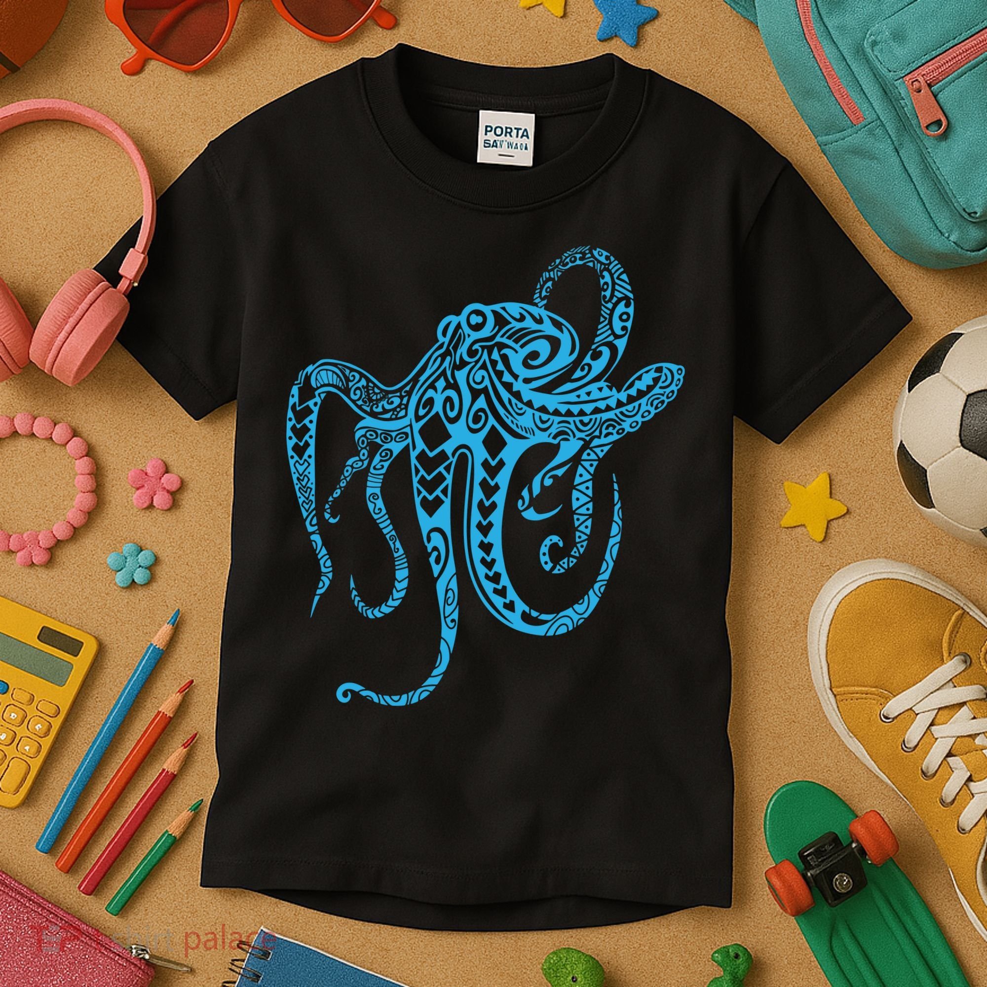 Tribal Octopus Polynesian Tribal Octopus Kids T-Shirt