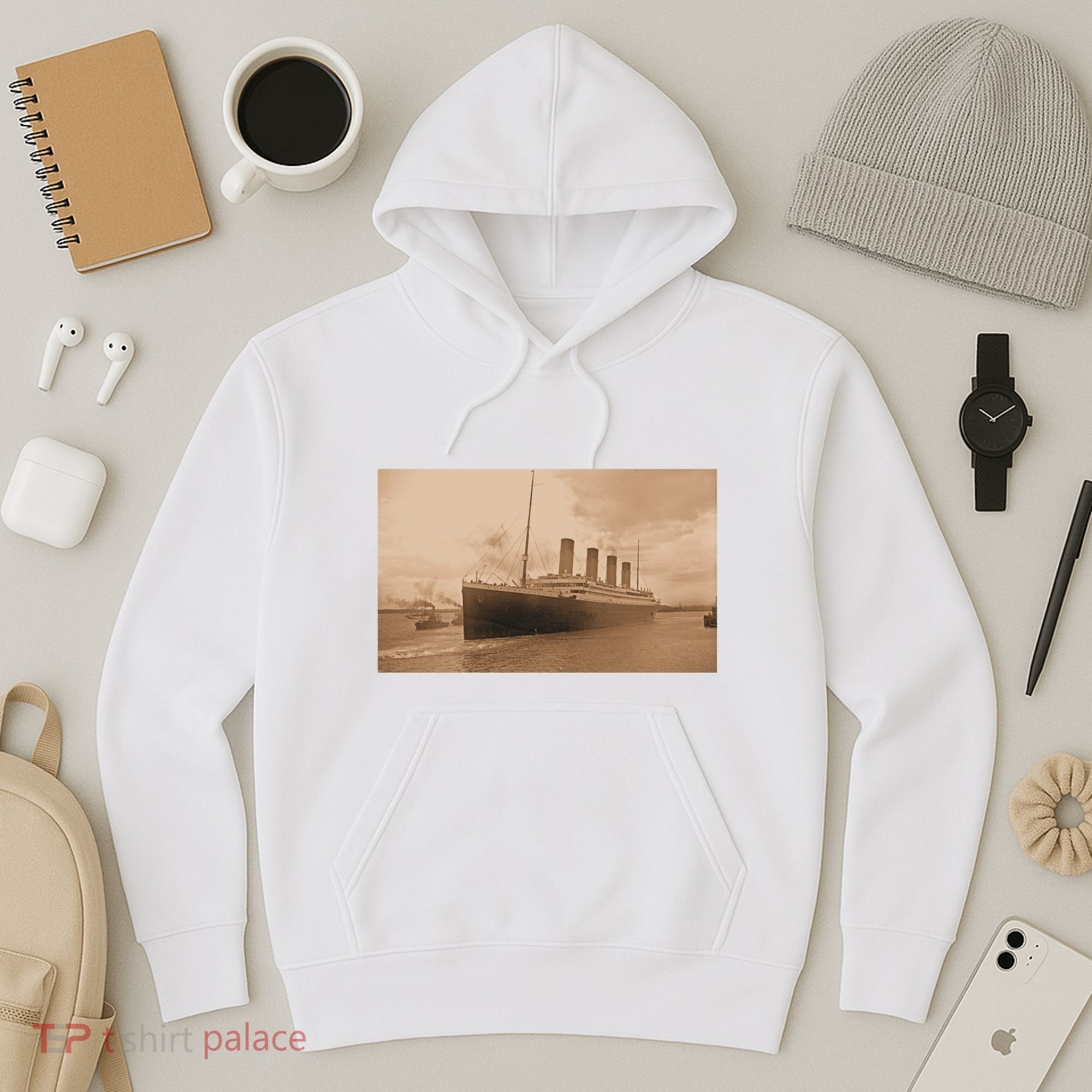 Titanic Original Photo Sepia 1912 Hoodie