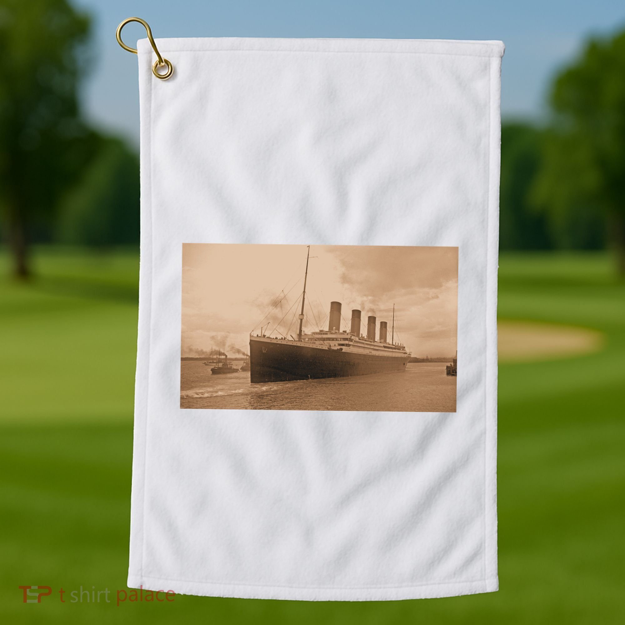 Titanic Original Photo Sepia 1912 Golf Towel